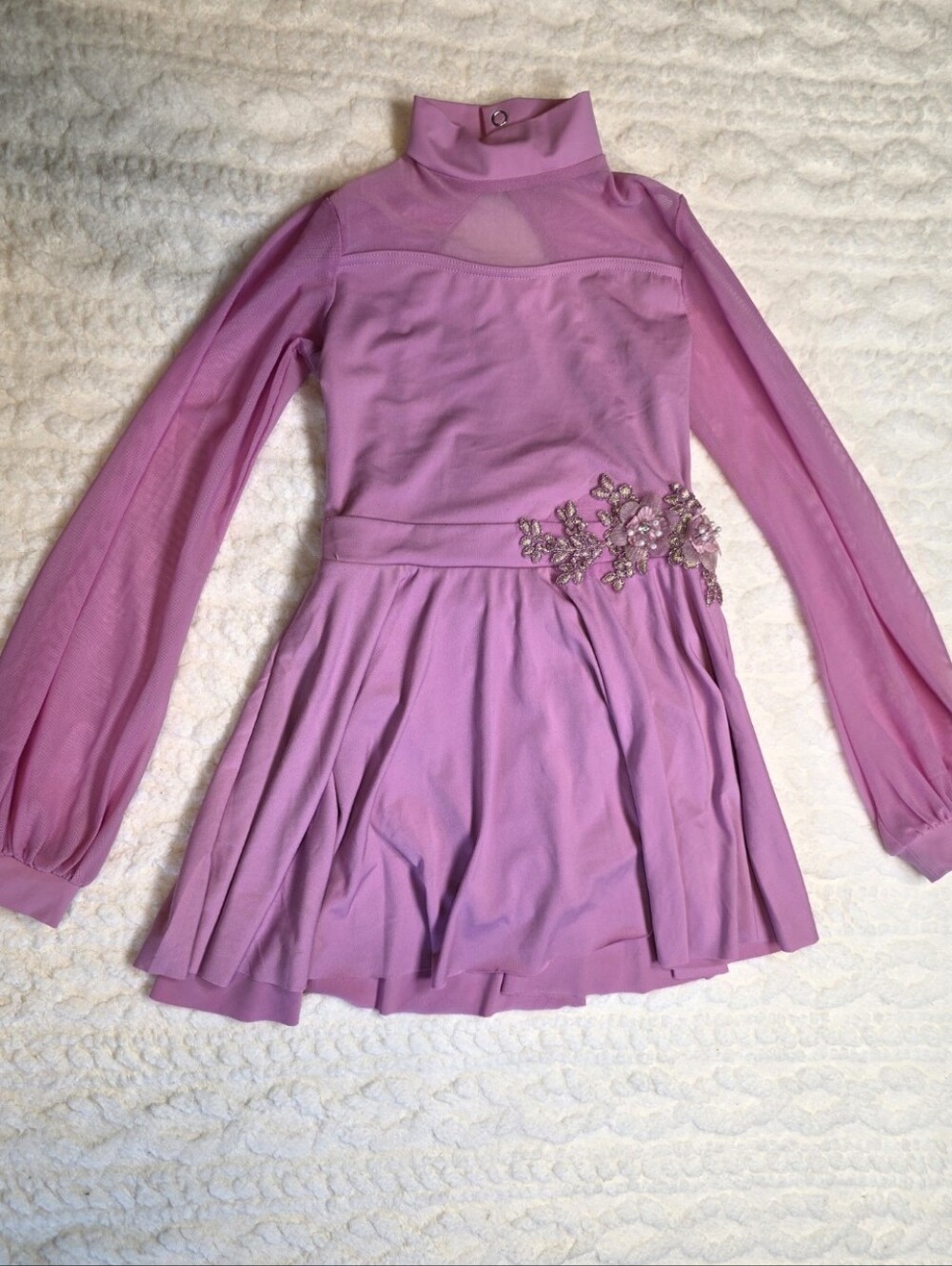 Weissman pink lyrical dance costume girls IC floral appliqué
